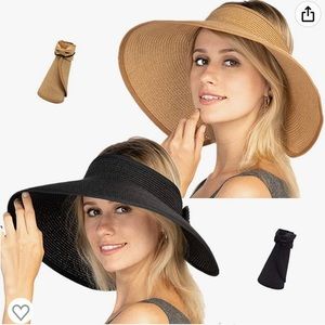 Women Sun Visors Foldable Straw Hats (2)